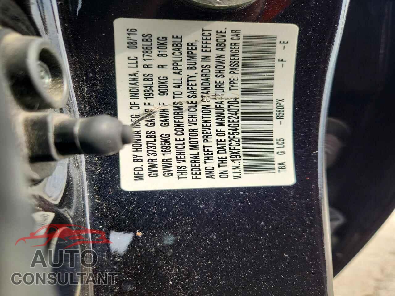 HONDA CIVIC 2016 - 19XFC2F54GE240704