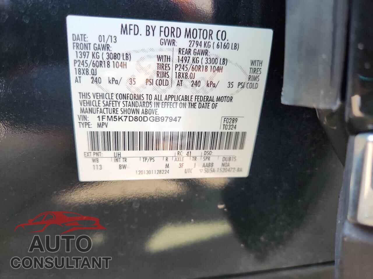 FORD EXPLORER 2013 - 1FM5K7D80DGB97947