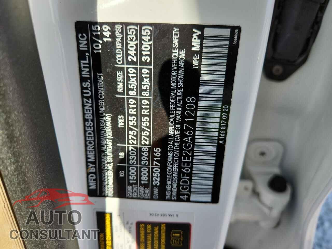 MERCEDES-BENZ GL-CLASS 2016 - 4JGDF6EE2GA671208