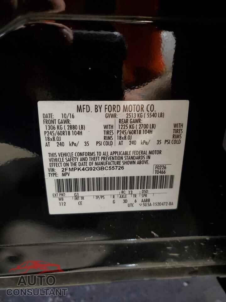 FORD EDGE 2016 - 2FMPK4G92GBC55726