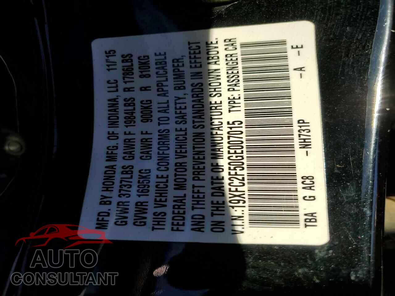HONDA CIVIC 2016 - 19XFC2F50GE007015