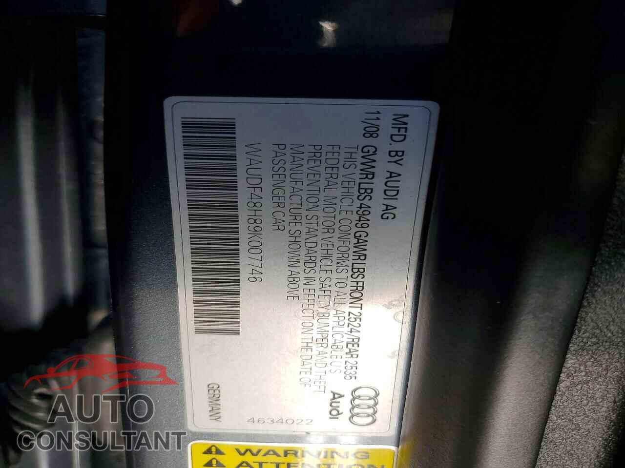 AUDI A4 2009 - WAUDF48H89K007746