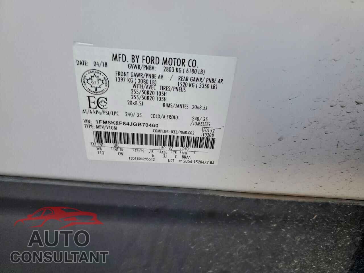 FORD EXPLORER 2018 - 1FM5K8F84JGB70460