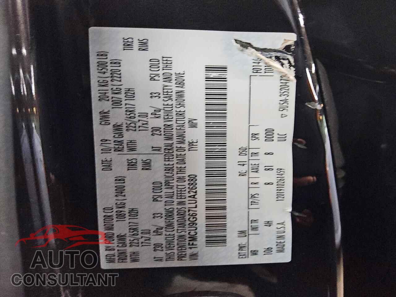 FORD ESCAPE 2020 - 1FMCU9G67LUA26880