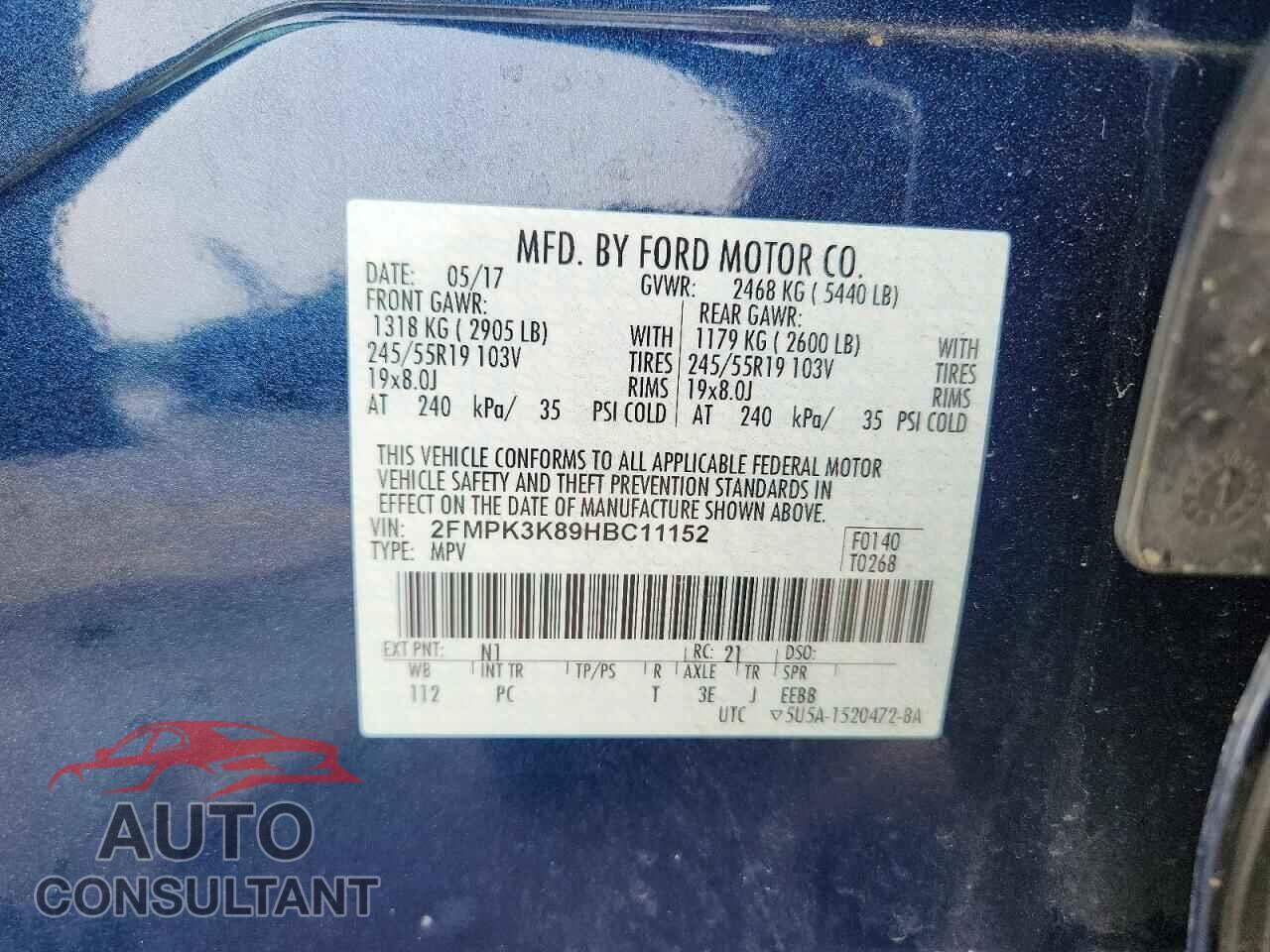 FORD EDGE 2017 - 2FMPK3K89HBC11152