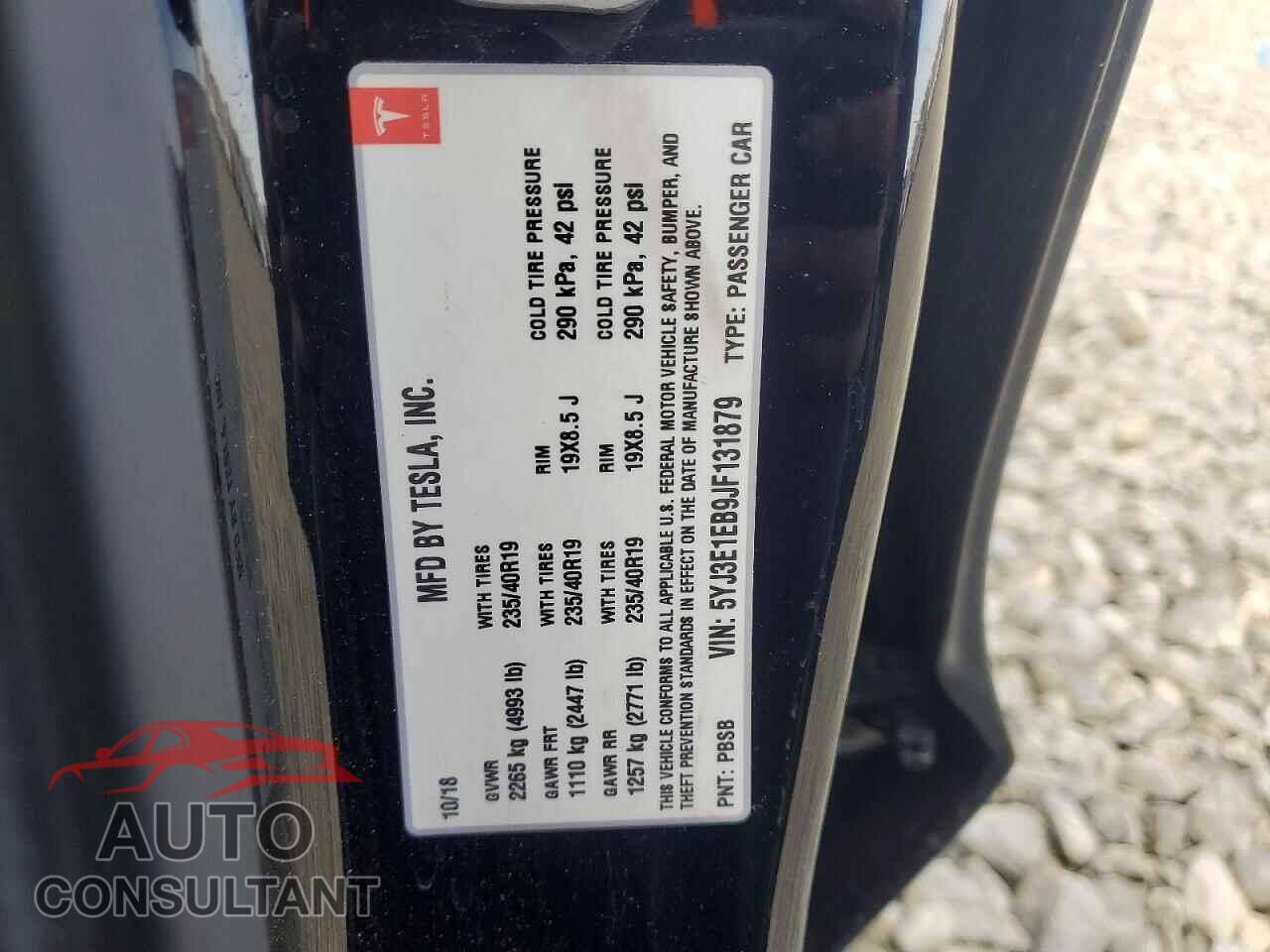 TESLA MODEL 3 2018 - 5YJ3E1EB9JF131879