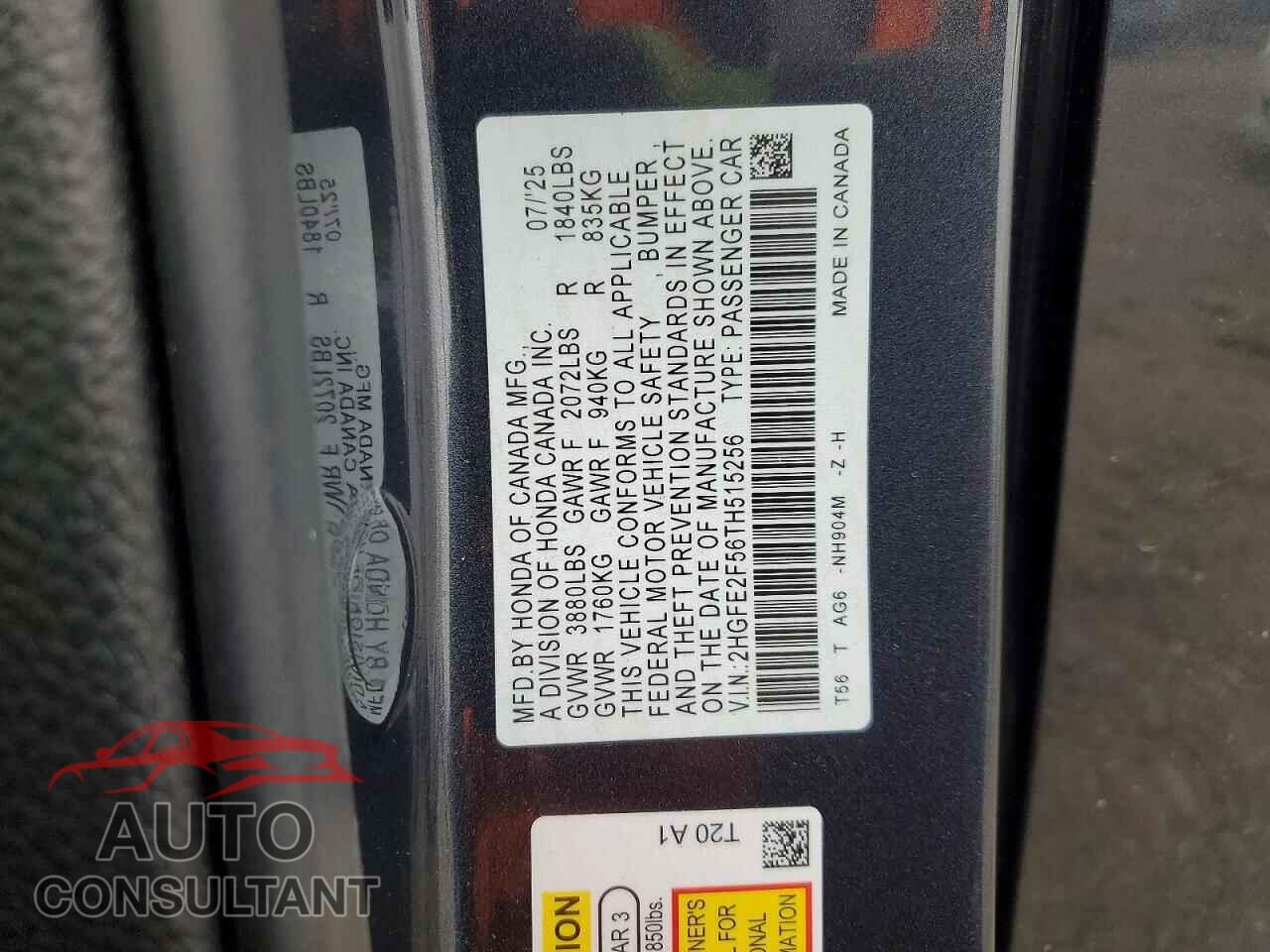 HONDA CIVIC 2026 - 2HGFE2F56TH515256