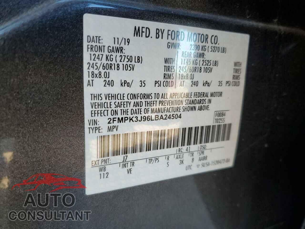 FORD EDGE 2020 - 2FMPK3J96LBA24504