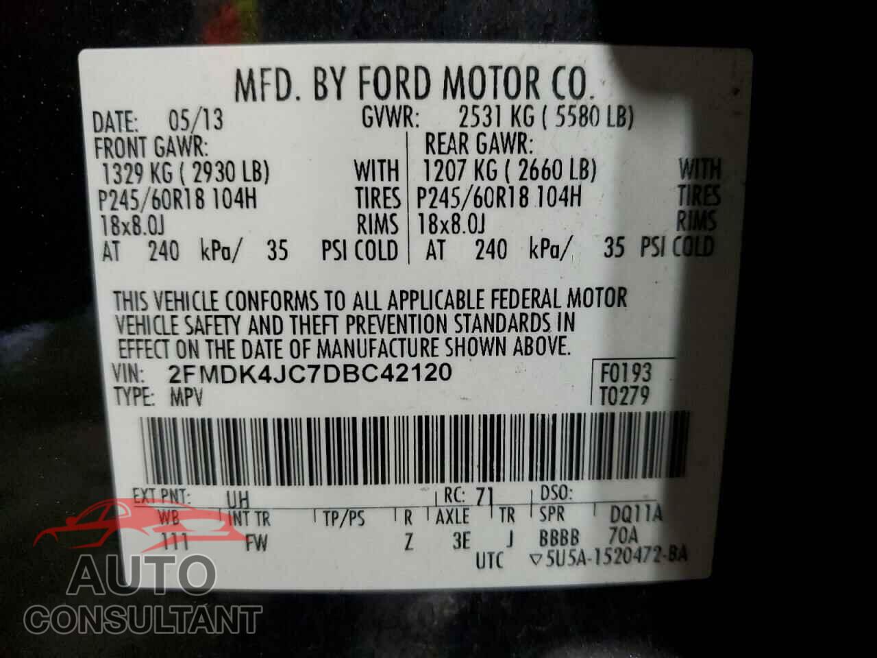 FORD EDGE 2013 - 2FMDK4JC7DBC42120