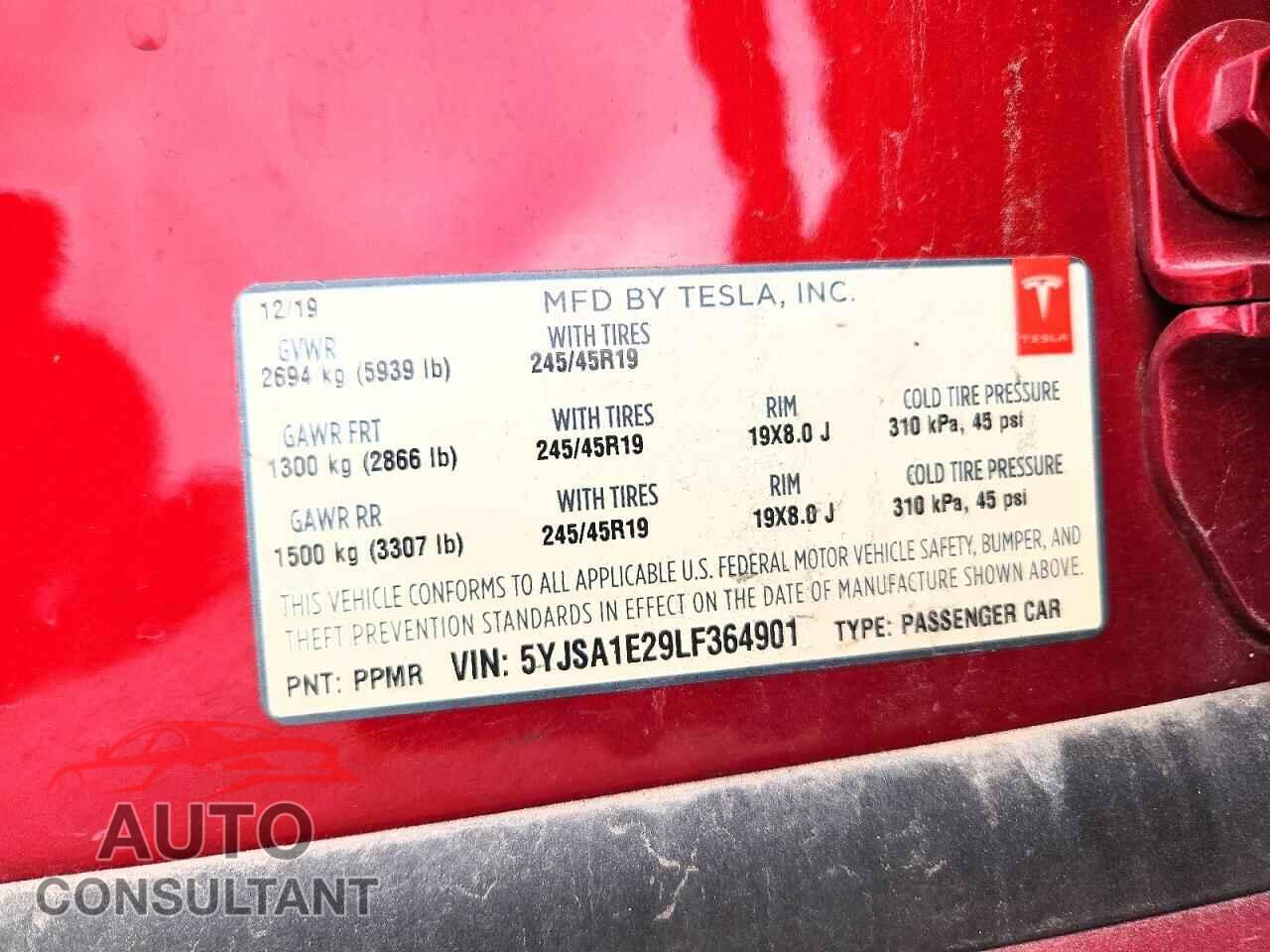 TESLA MODEL S 2020 - 5YJSA1E29LF364901