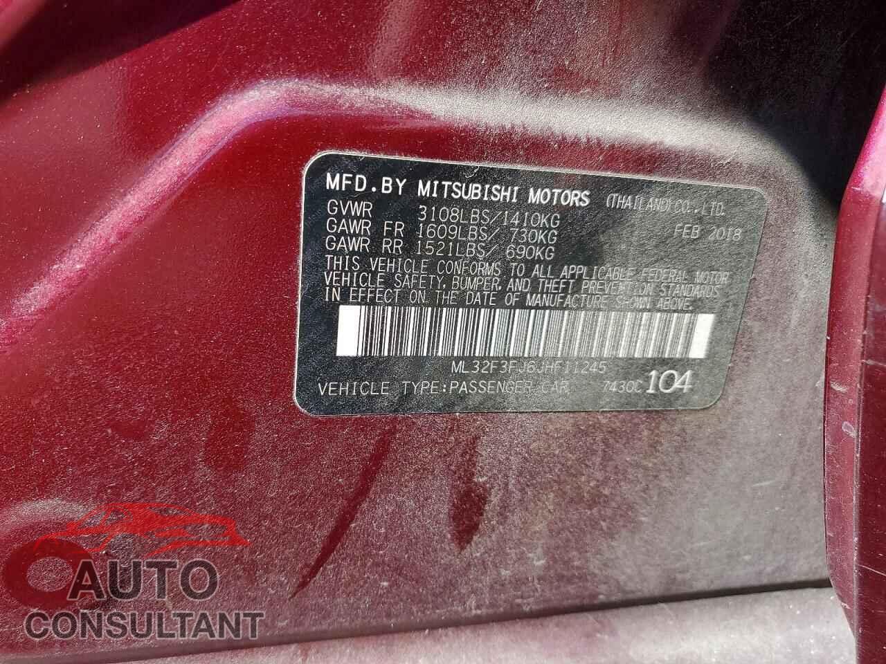 MITSUBISHI MIRAGE 2018 - ML32F3FJ6JHF11245