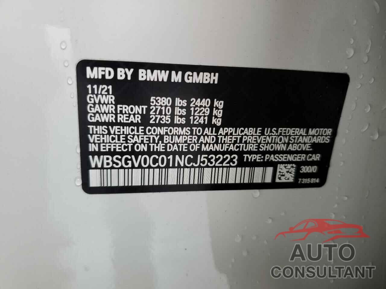 BMW M8 2022 - WBSGV0C01NCJ53223