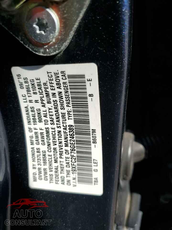 HONDA CIVIC 2016 - 19XFC2F76GE246389
