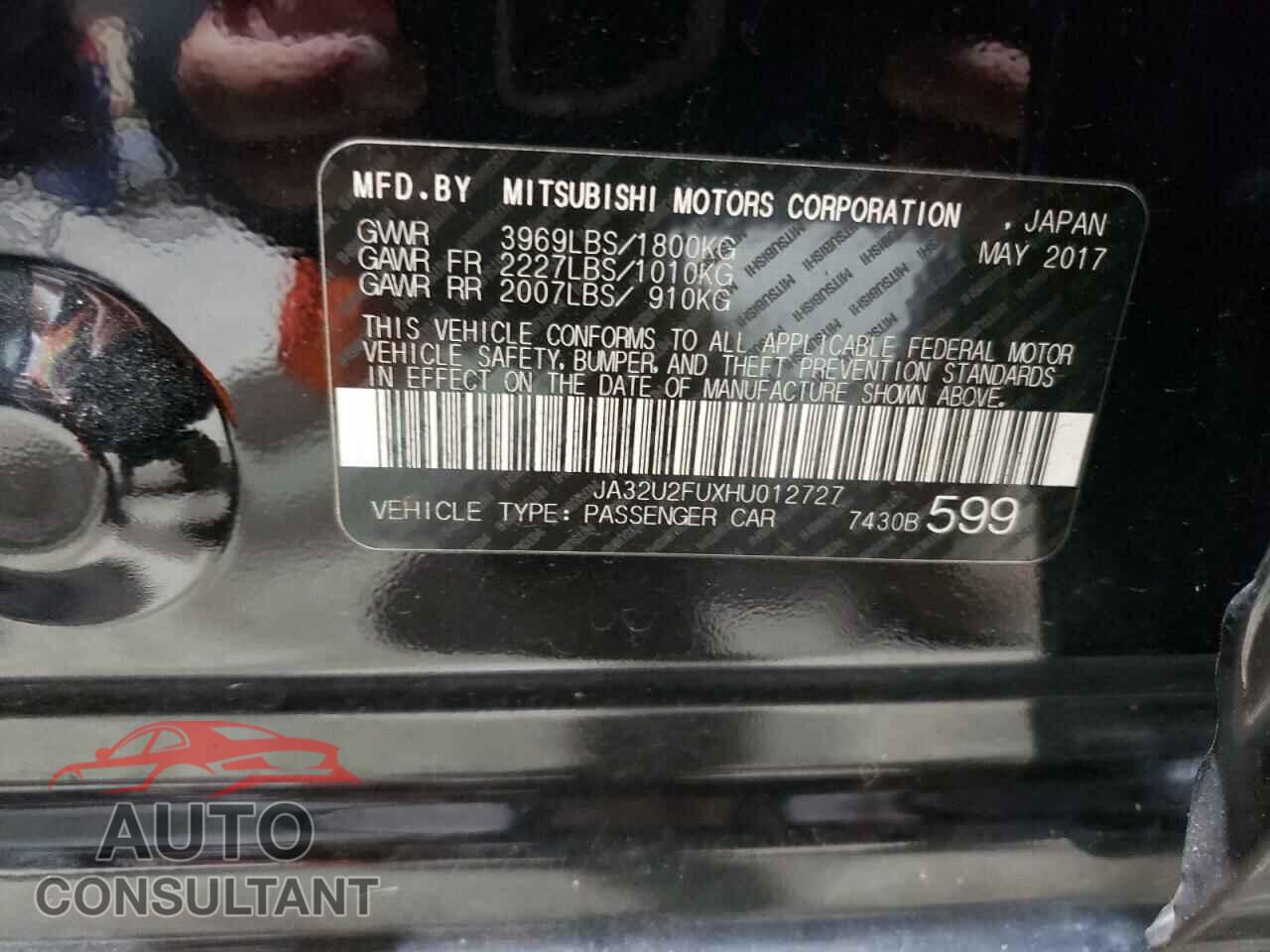 MITSUBISHI LANCER 2017 - JA32U2FUXHU012727