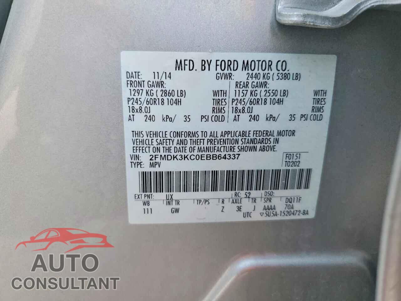 FORD EDGE 2014 - 2FMDK3KC0EBB64337