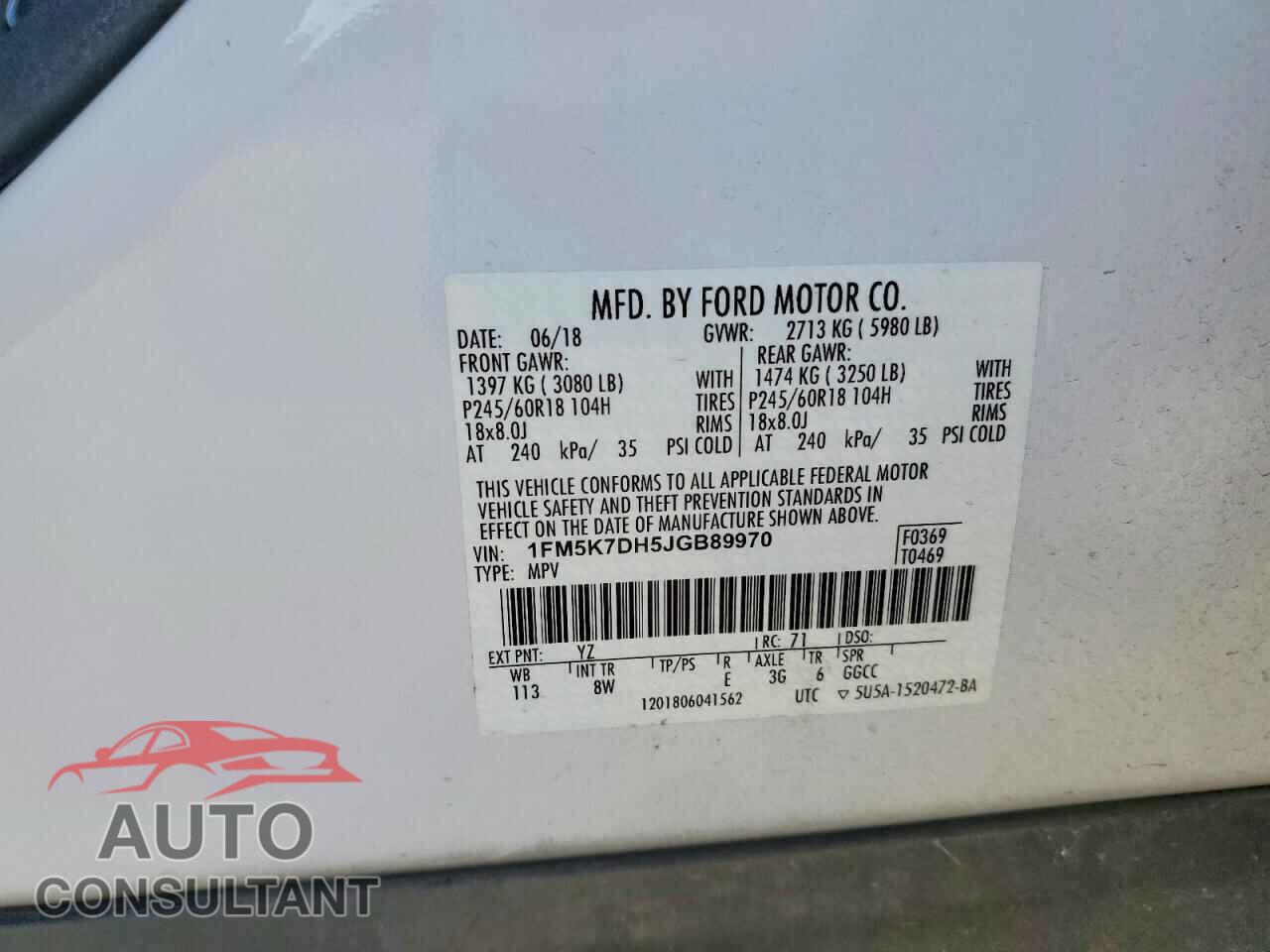 FORD EXPLORER 2018 - 1FM5K7DH5JGB89970