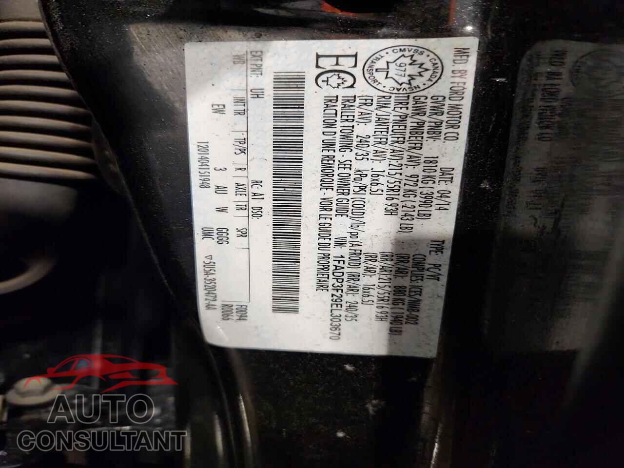 FORD FOCUS 2014 - 1FADP3F29EL303670