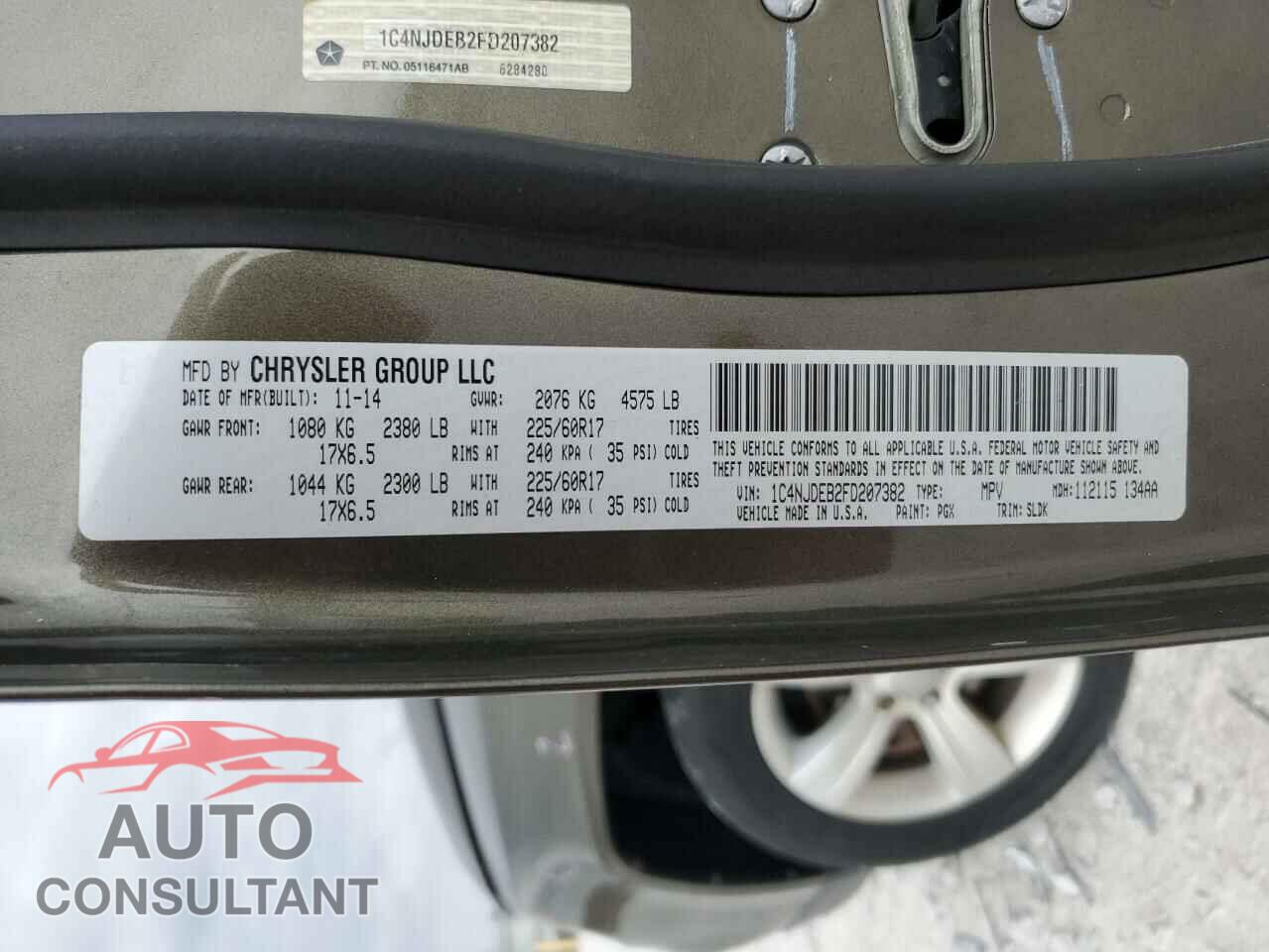 JEEP COMPASS 2015 - 1C4NJDEB2FD207382