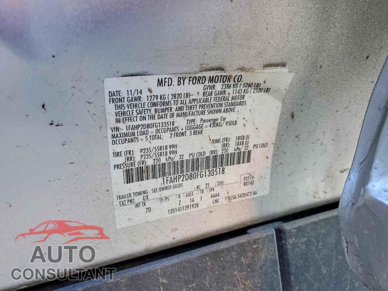 FORD TAURUS 2015 - 1FAHP2D80FG133518