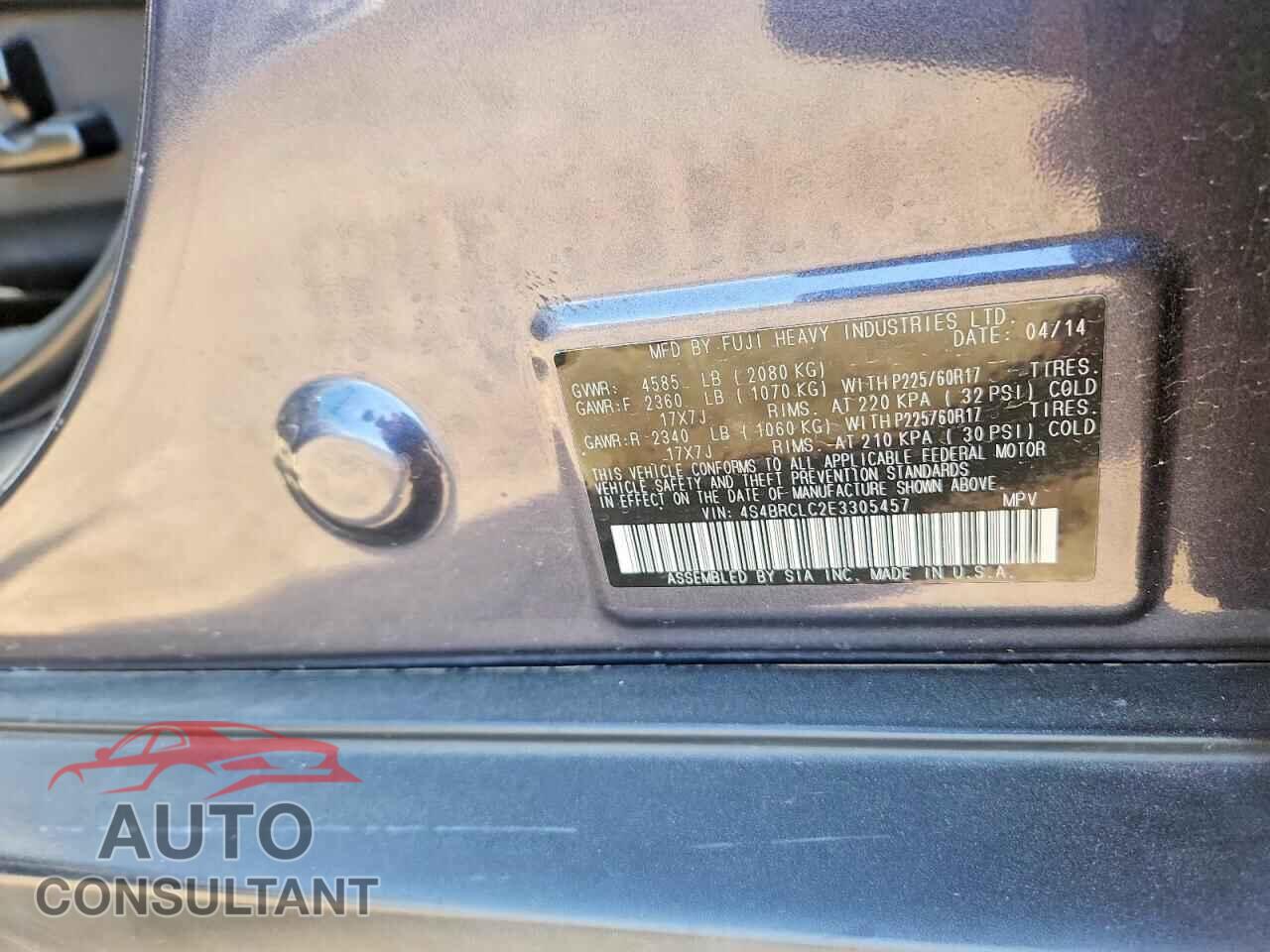 SUBARU OUTBACK 2014 - 4S4BRCLC2E3305457