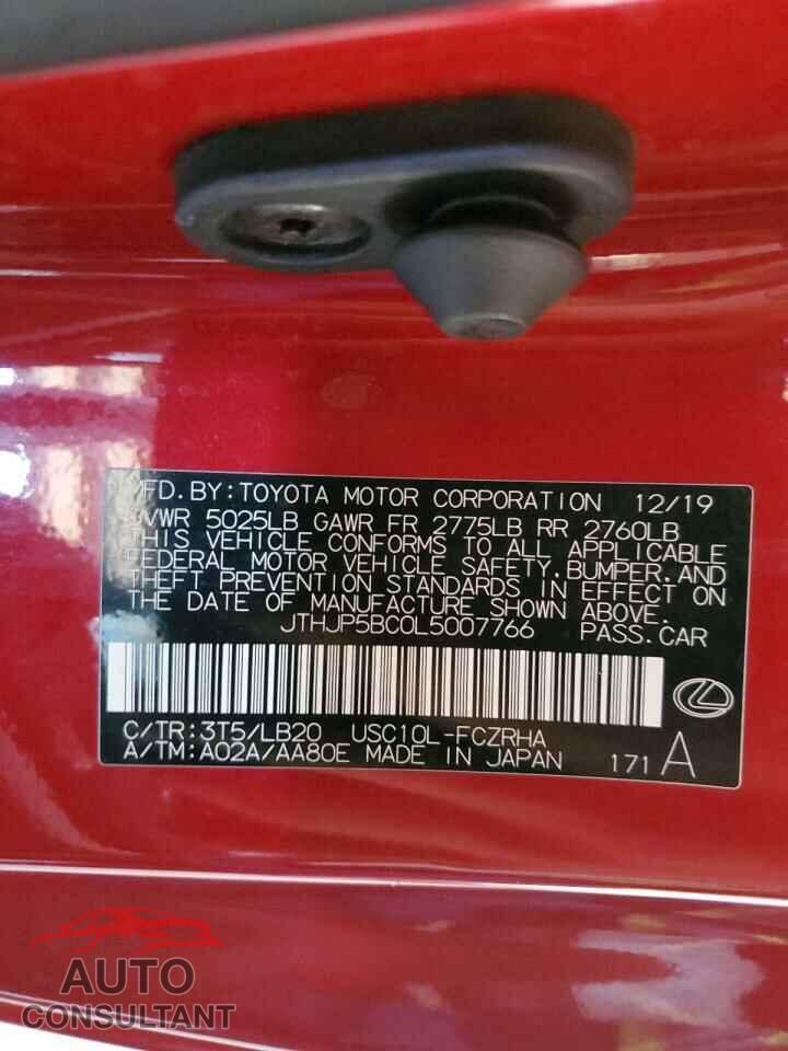 LEXUS RC 2020 - JTHJP5BC0L5007766