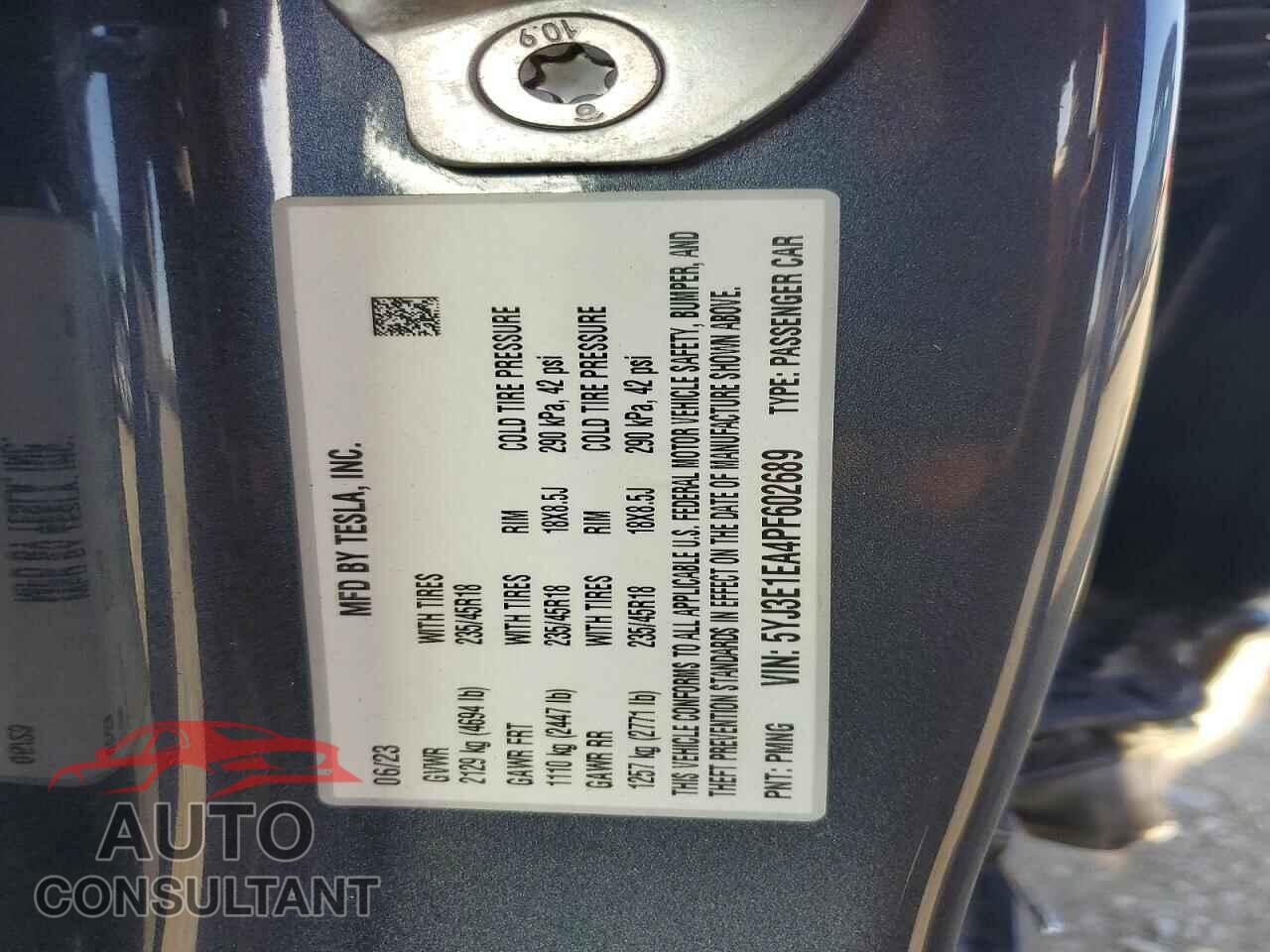 TESLA MODEL 3 2023 - 5YJ3E1EA4PF602689