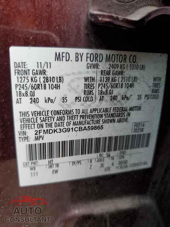 FORD EDGE 2012 - 2FMDK3G91CBA59865