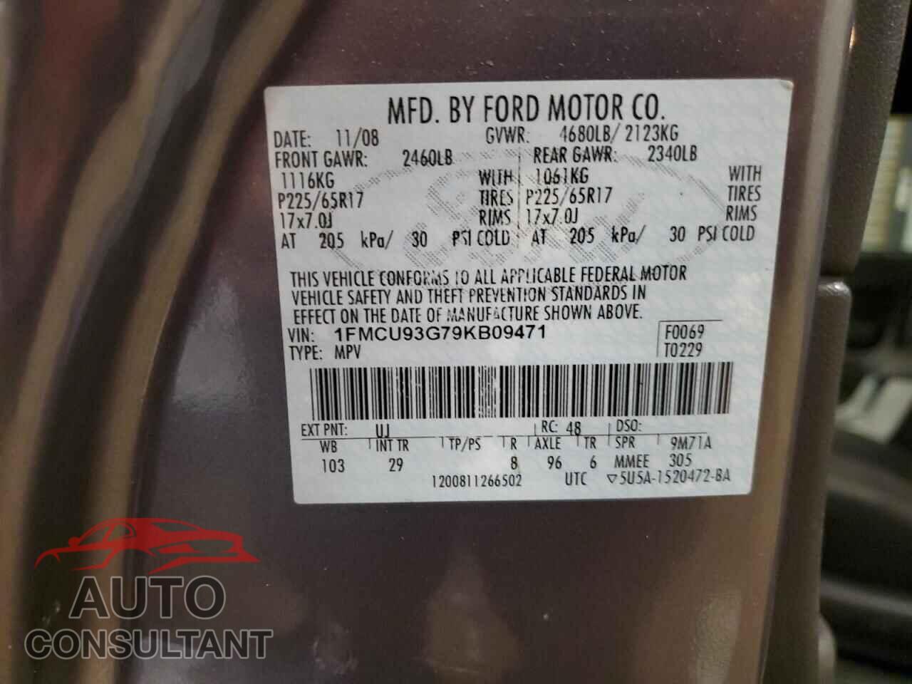 FORD ESCAPE 2009 - 1FMCU93G79KB09471