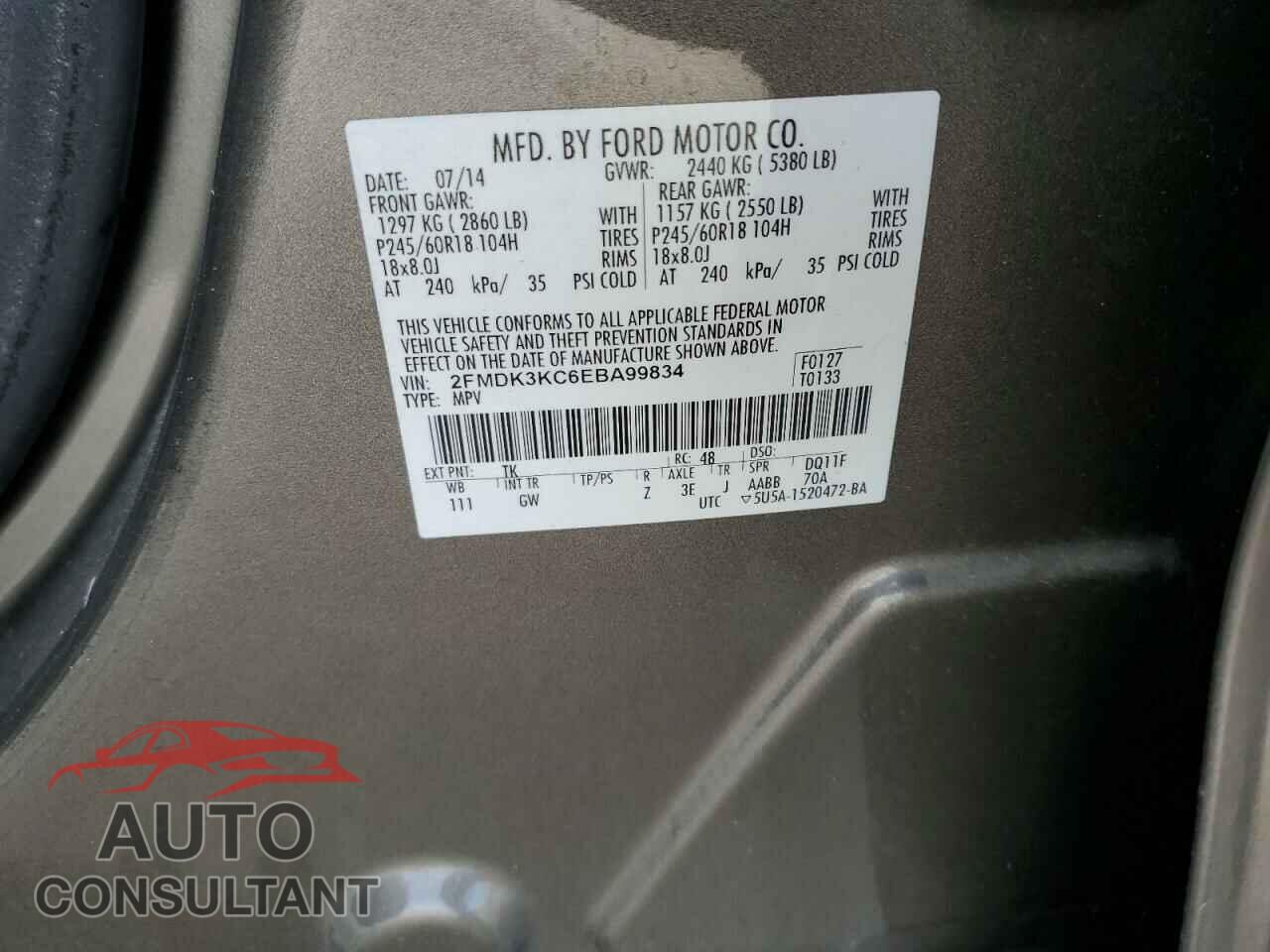 FORD EDGE 2014 - 2FMDK3KC6EBA99834