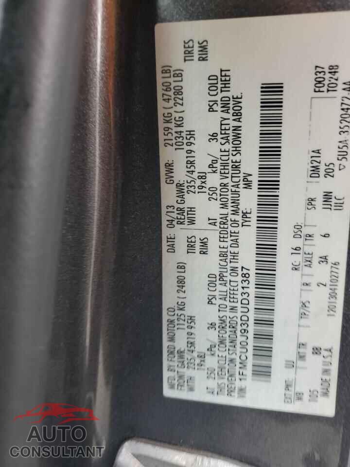 FORD ESCAPE 2013 - 1FMCU0J93DUD31387