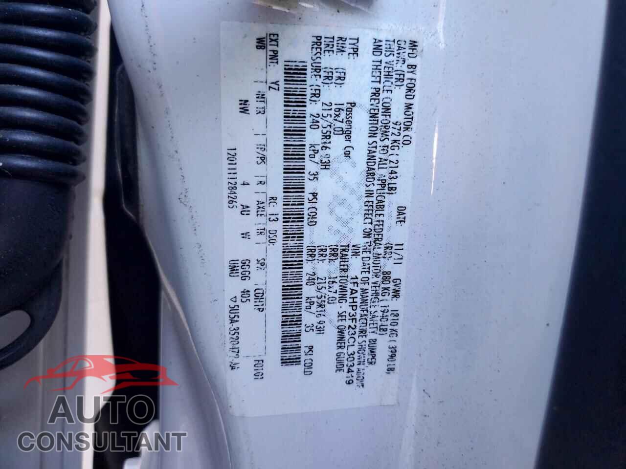 FORD FOCUS 2012 - 1FAHP3F23CL303419