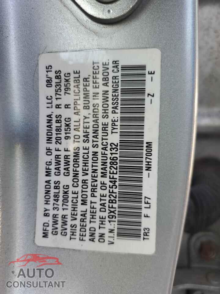 HONDA CIVIC 2015 - 19XFB2F54FE286132