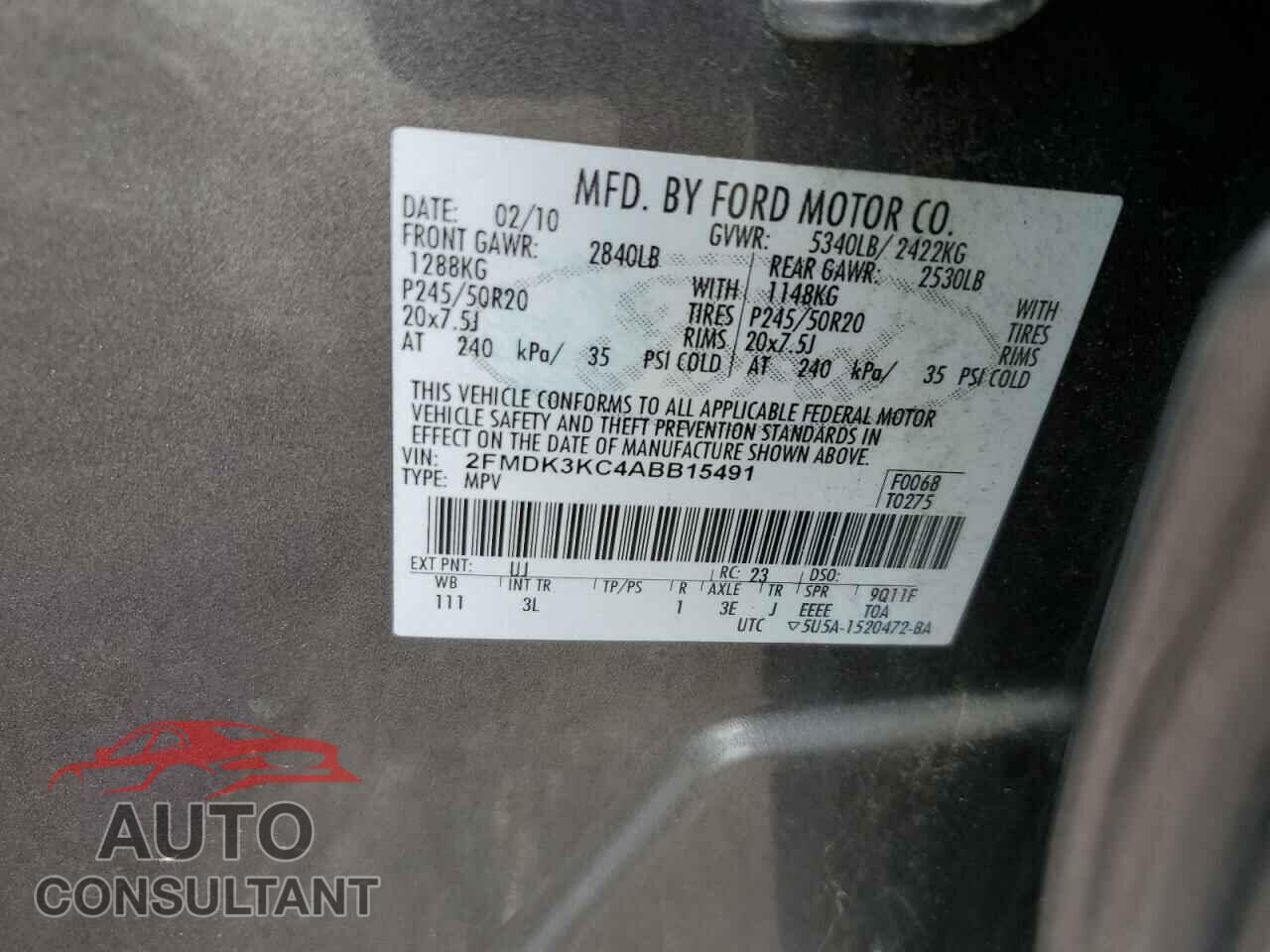 FORD EDGE 2010 - 2FMDK3KC4ABB15491