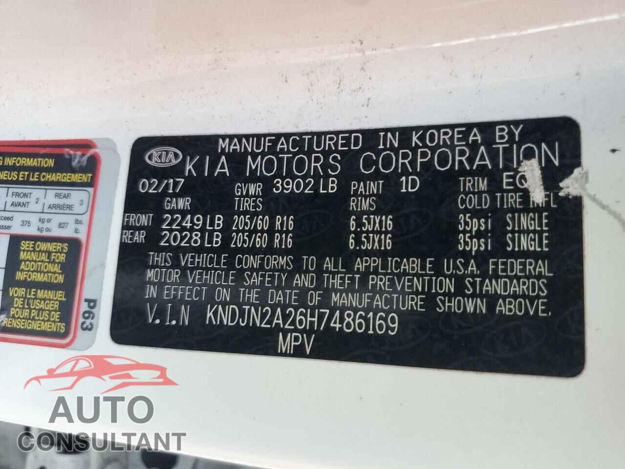 KIA SOUL 2017 - KNDJN2A26H7486169