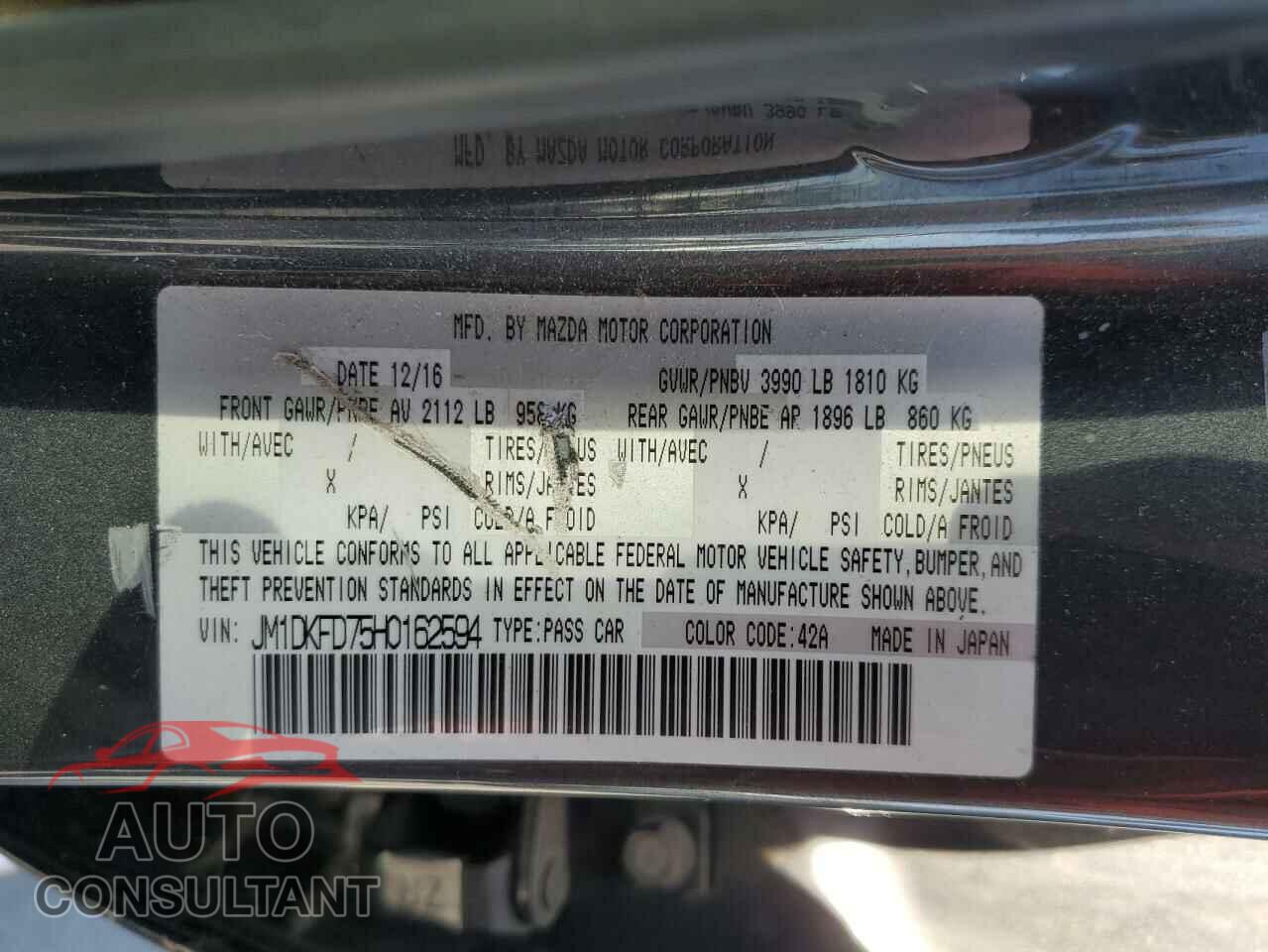 MAZDA CX-3 2017 - JM1DKFD75H0162594