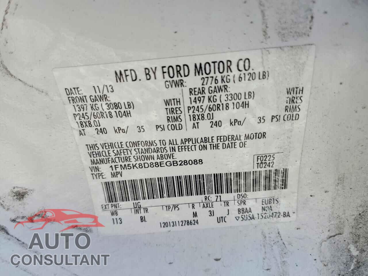 FORD EXPLORER 2014 - 1FM5K8D88EGB28088