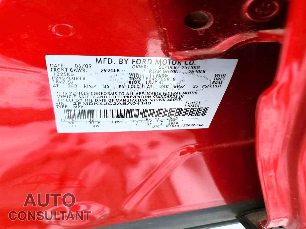 FORD EDGE 2010 - 2FMDK4JC2ABA04140