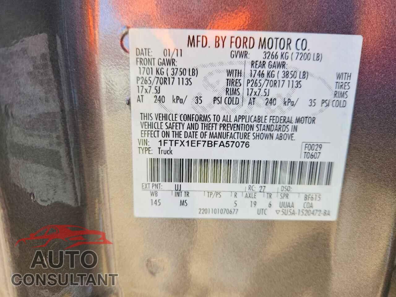 FORD F-150 2011 - 1FTFX1EF7BFA57076