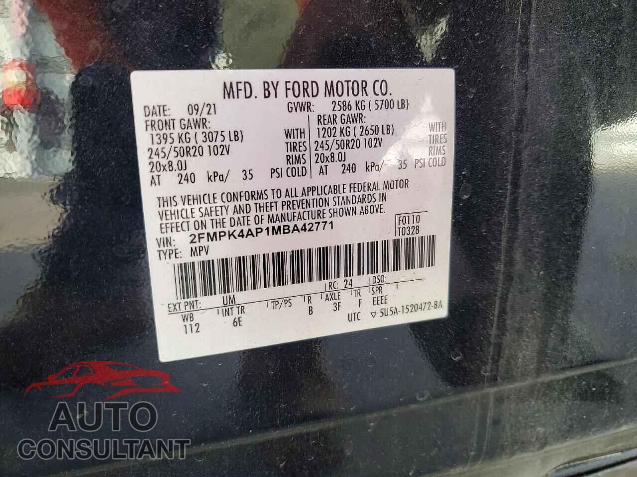 FORD EDGE 2021 - 2FMPK4AP1MBA42771