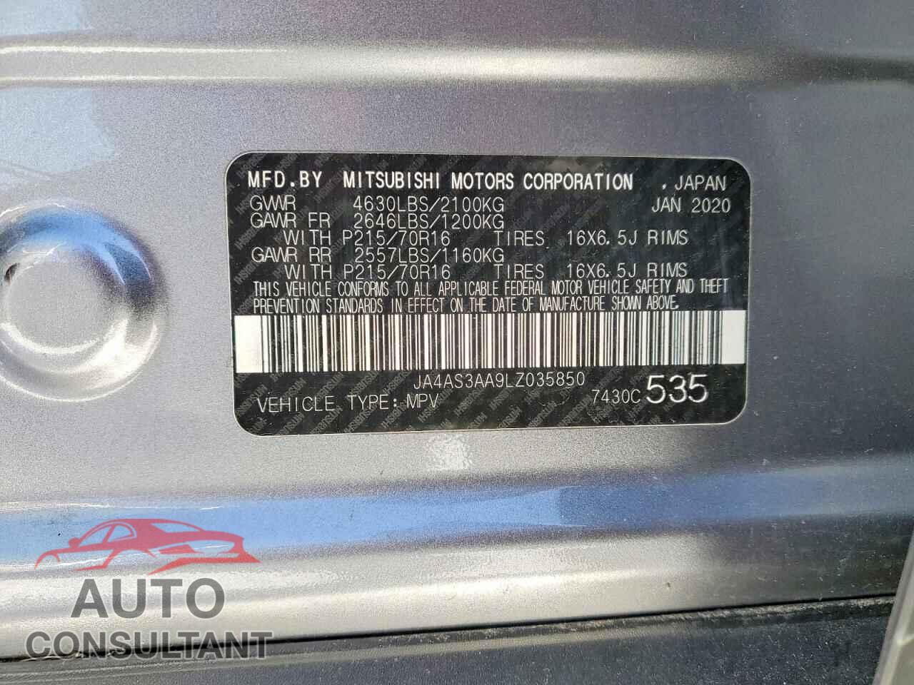 MITSUBISHI ECLIPSE 2020 - JA4AS3AA9LZ035850