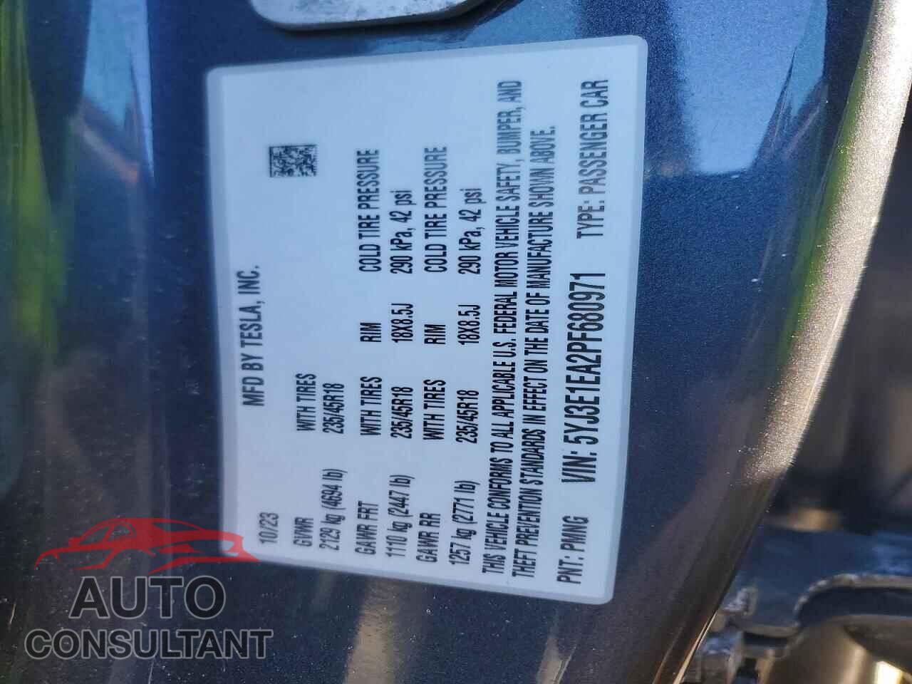 TESLA MODEL 3 2023 - 5YJ3E1EA2PF680971