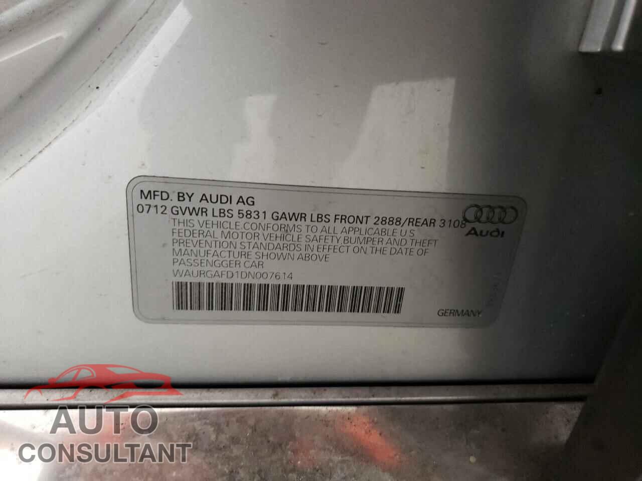 AUDI A8 2013 - WAURGAFD1DN007614