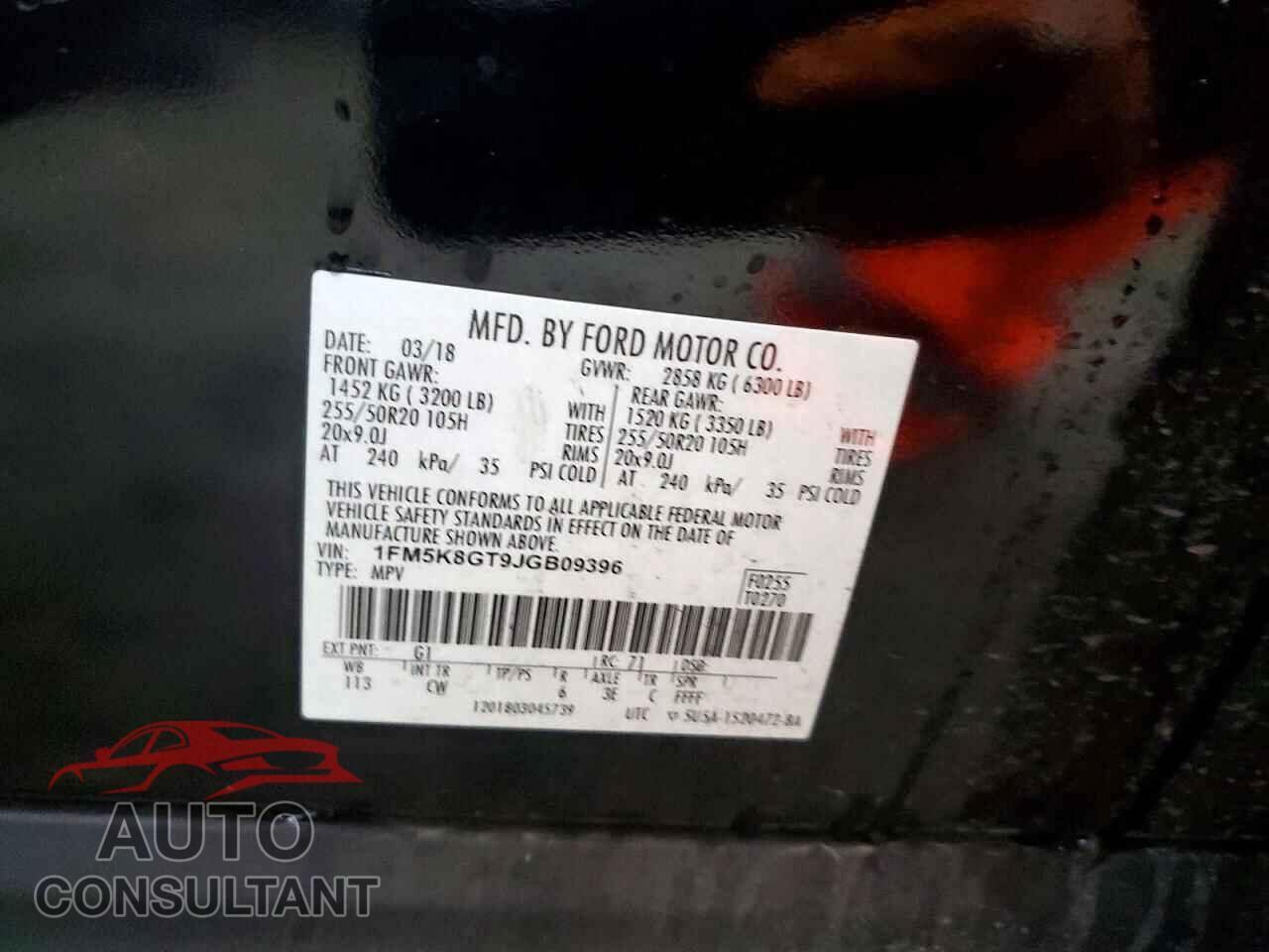 FORD EXPLORER 2018 - 1FM5K8GT9JGB09396