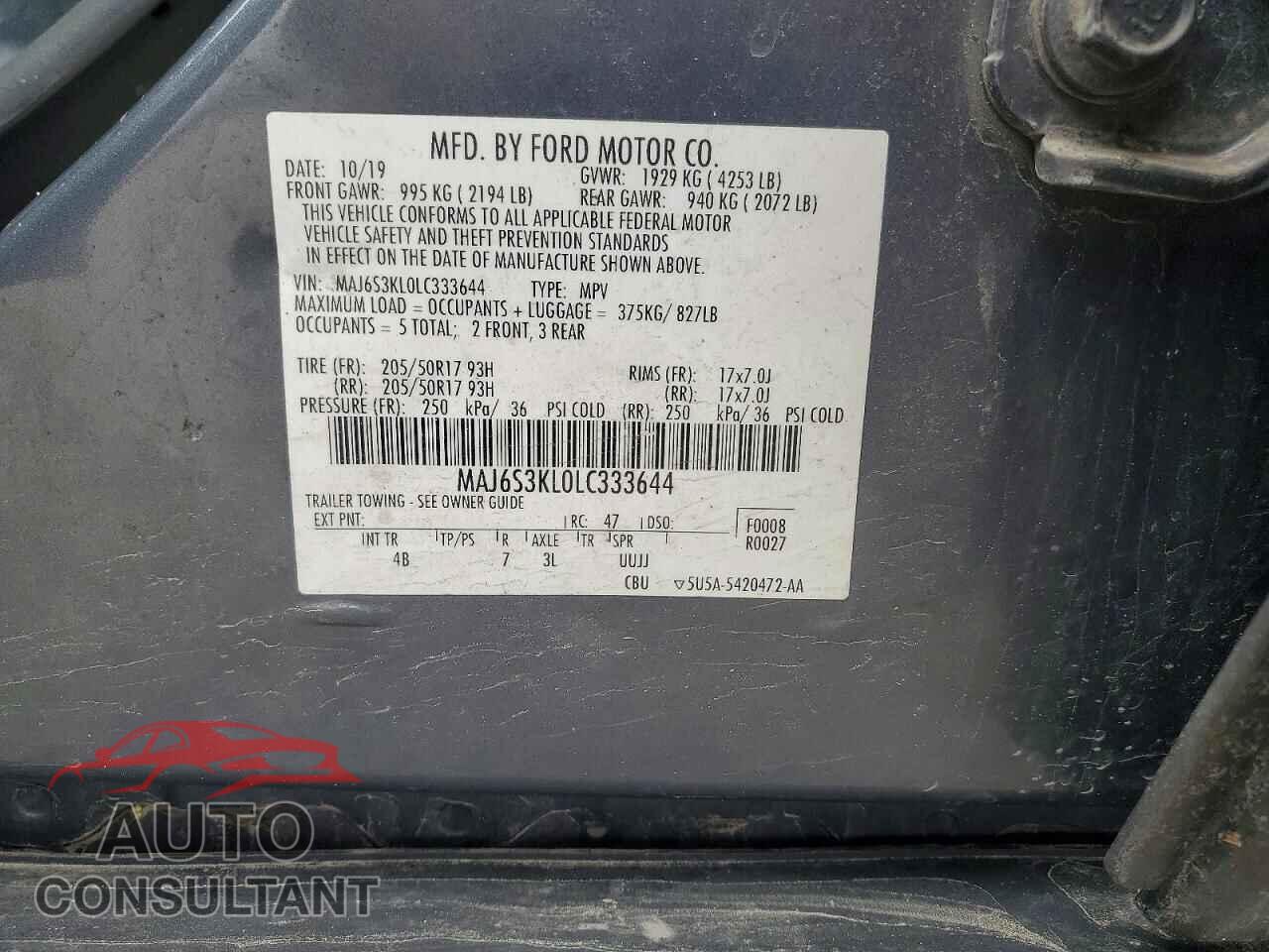 FORD ECOSPORT 2020 - MAJ6S3KL0LC333644
