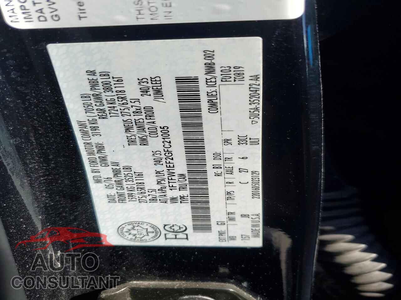 FORD F-150 2016 - 1FTFW1EF2GFC21005