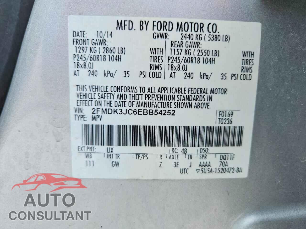 FORD EDGE SEL 2014 - 2FMDK3JC6EBB54252