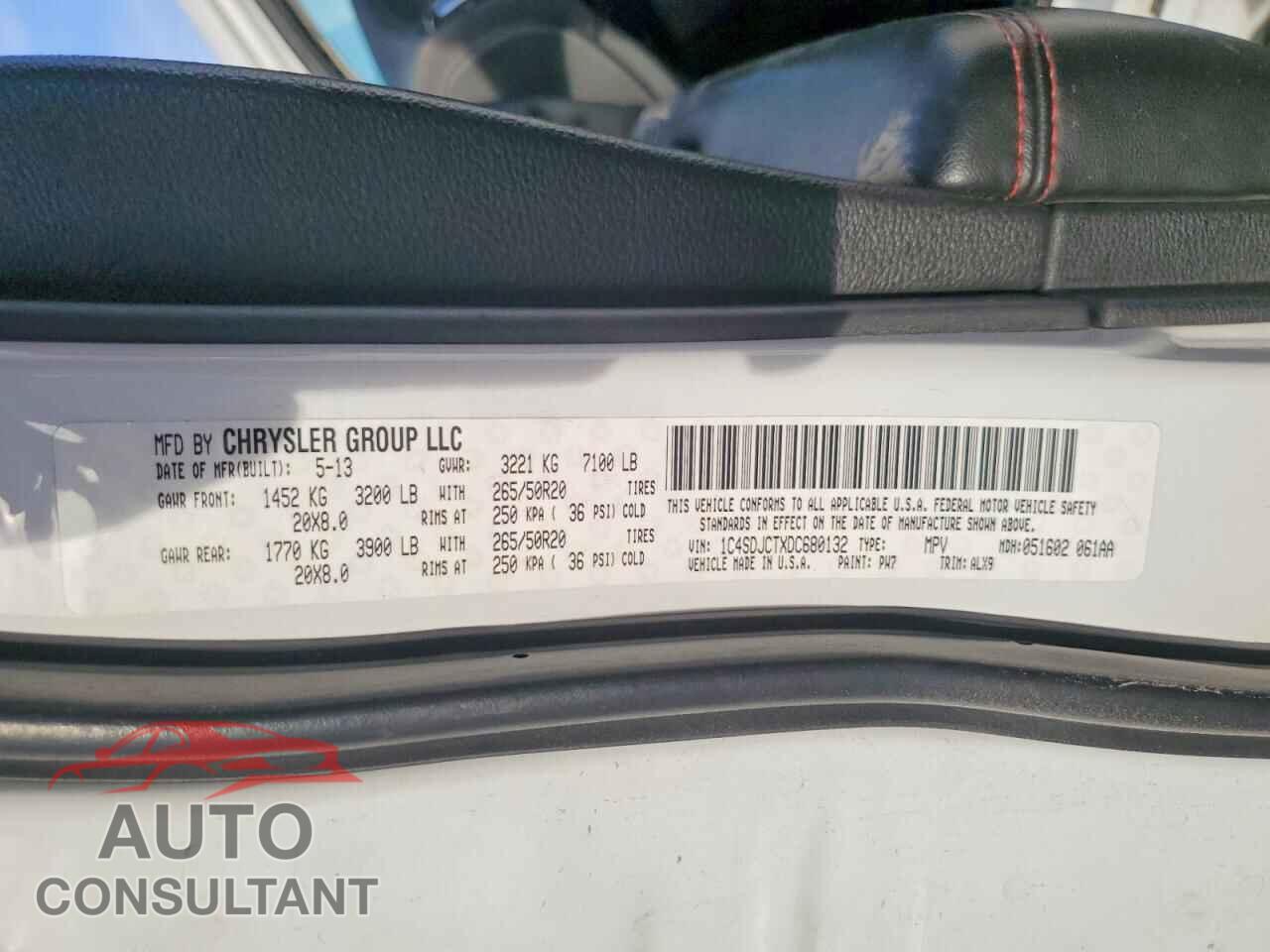 DODGE DURANGO 2013 - 1C4SDJCTXDC680132
