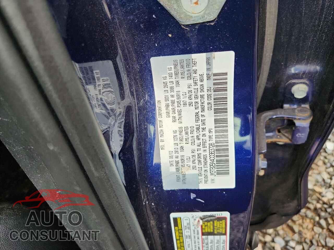 MAZDA CX-9 2012 - JM3TB2BA4C0363728