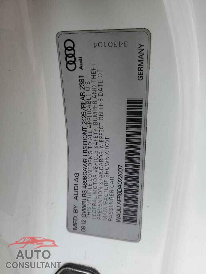 AUDI A5 2013 - WAULFAFR6DA022007