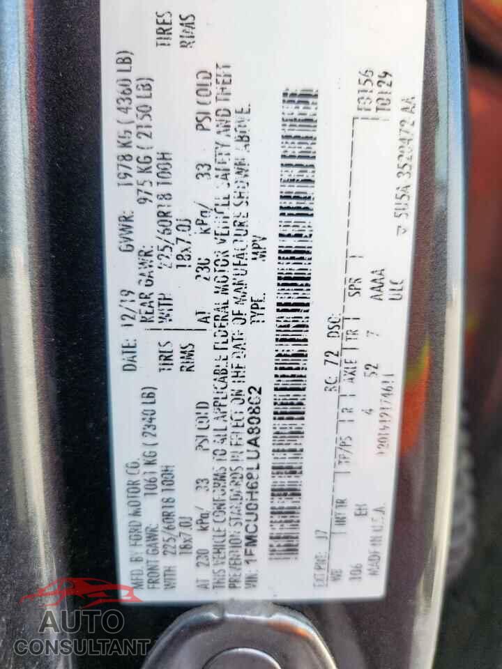 FORD ESCAPE 2020 - 1FMCU0H68LUA80862